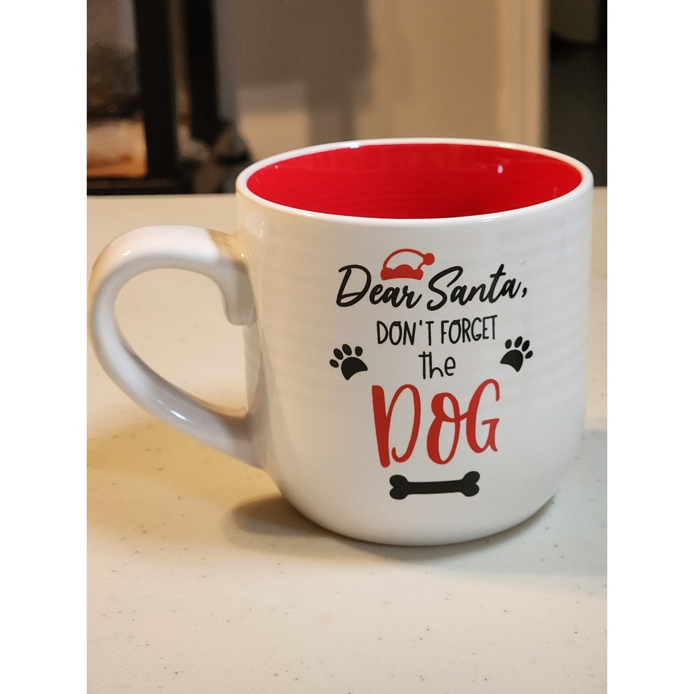 Christmas‎ Dog Mug Dear Santa Dont Forget The Dog Red White Coffee Tea Cup